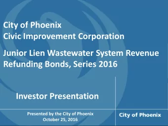Civic Improvement Corporation  Junior Lien Wastewater System Revenue  Refunding Bonds, Series 2016