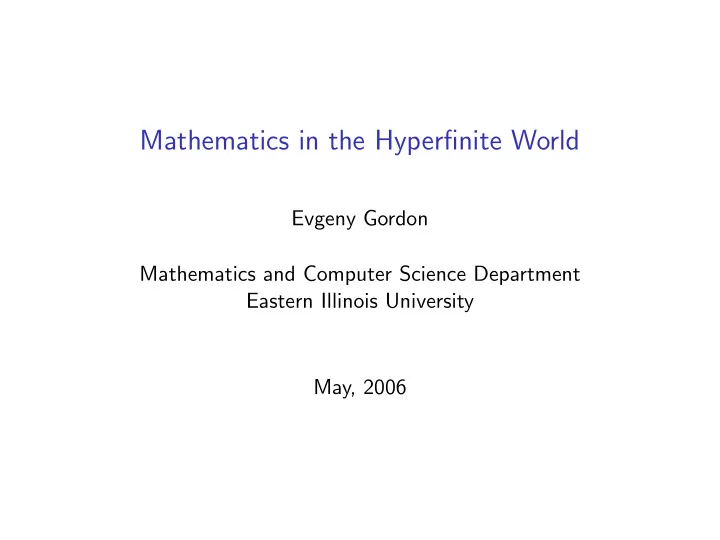 mathematics in the hyperfinite world