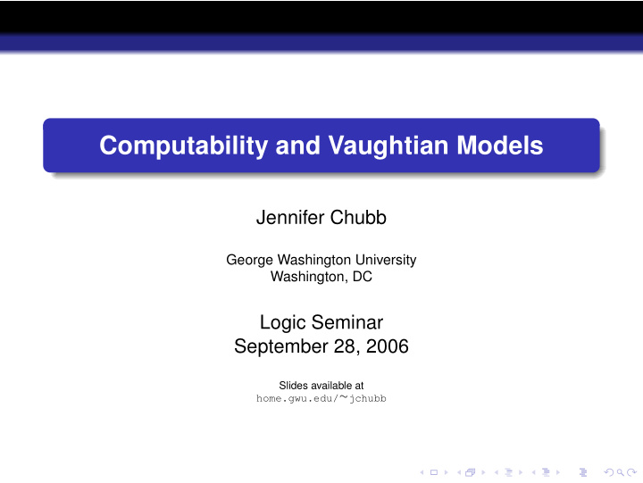computability and vaughtian models