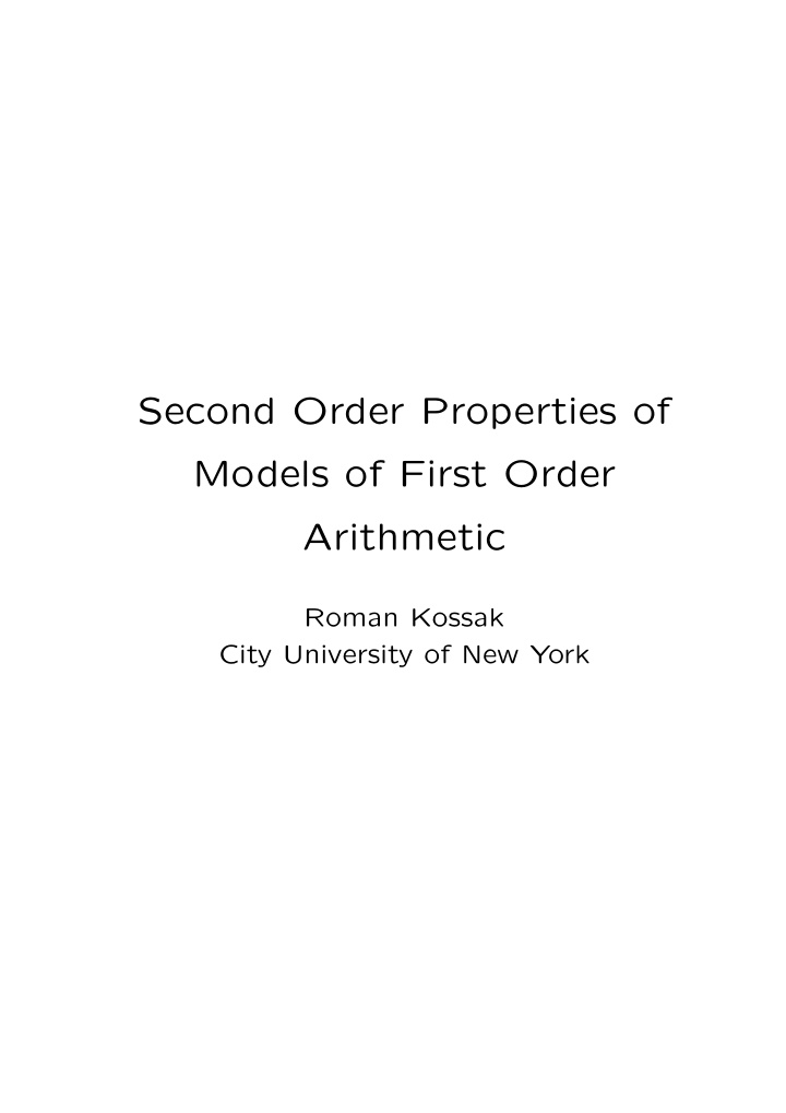 second order properties of models of first order