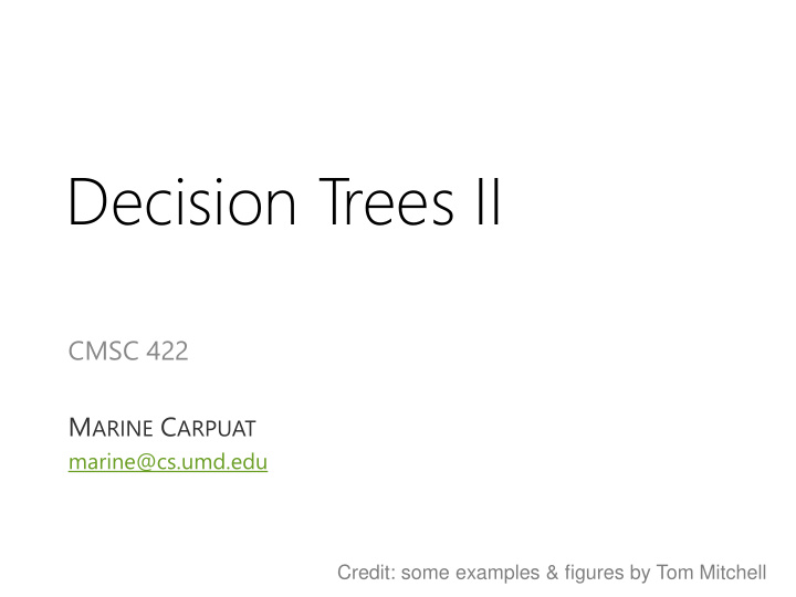 decision trees ii