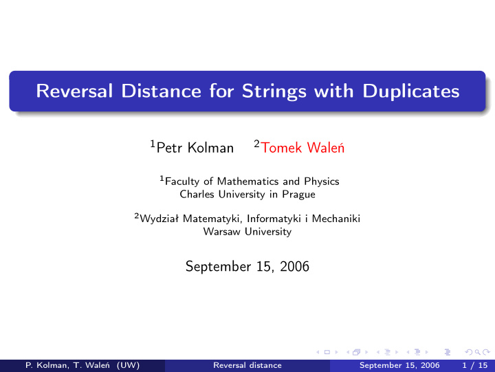 reversal distance for strings with duplicates