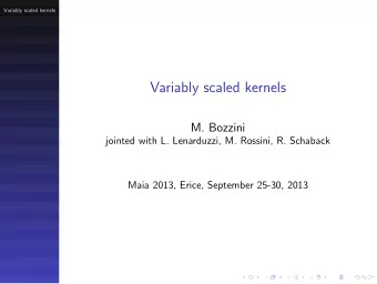 Variably scaled kernels  M. Bozzini  jointed with L. Lenarduzzi, M. Rossini, R. Schaback  Maia