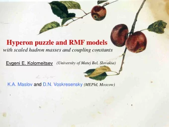 Hyperon puzzle and RMF models  with scaled hadron masses and coupling constants  Evgeni E.