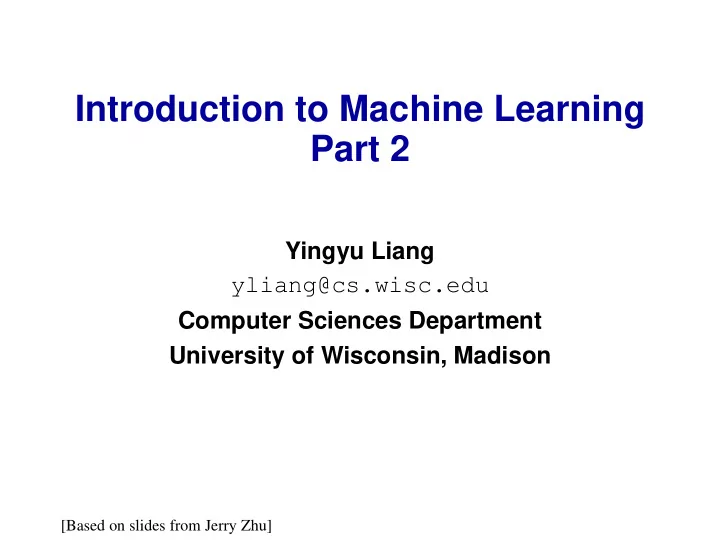 introduction to machine learning part 2