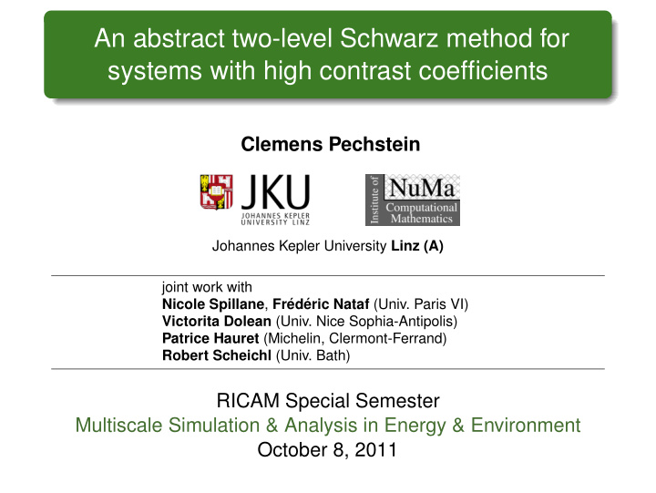 an abstract two level schwarz method for systems with