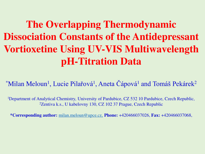 the overlapping thermodynamic dissociation constants of