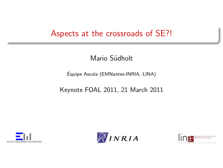 aspects at the crossroads of se