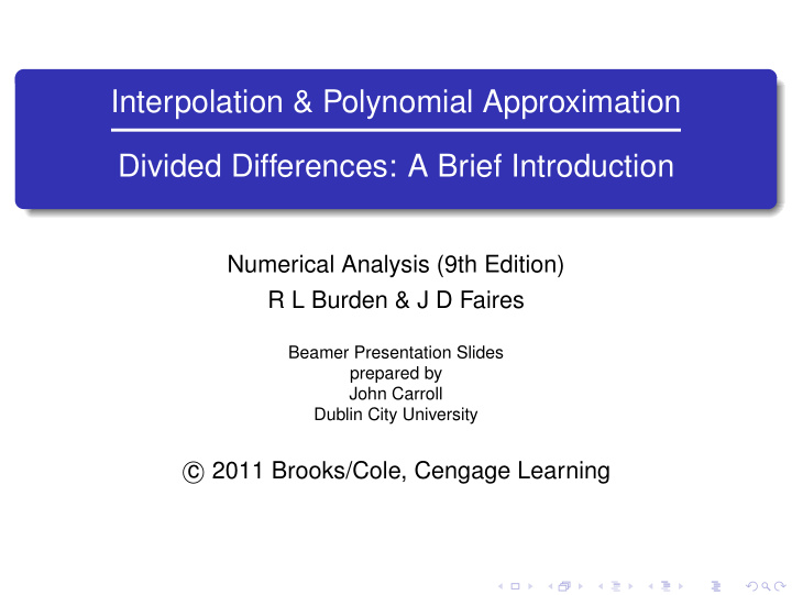 interpolation polynomial approximation divided