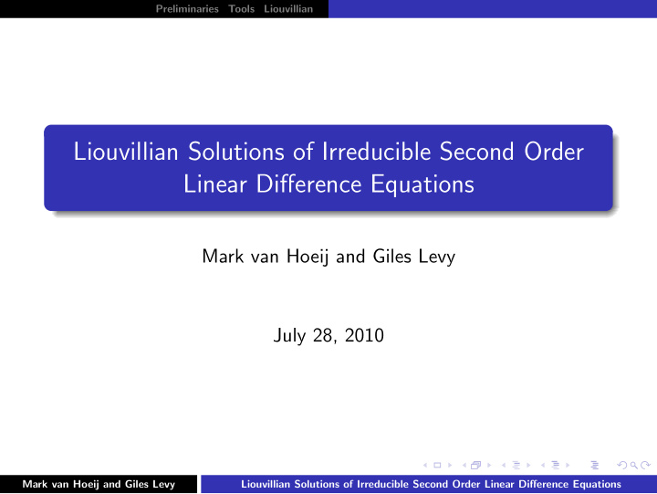 liouvillian solutions of irreducible second order linear