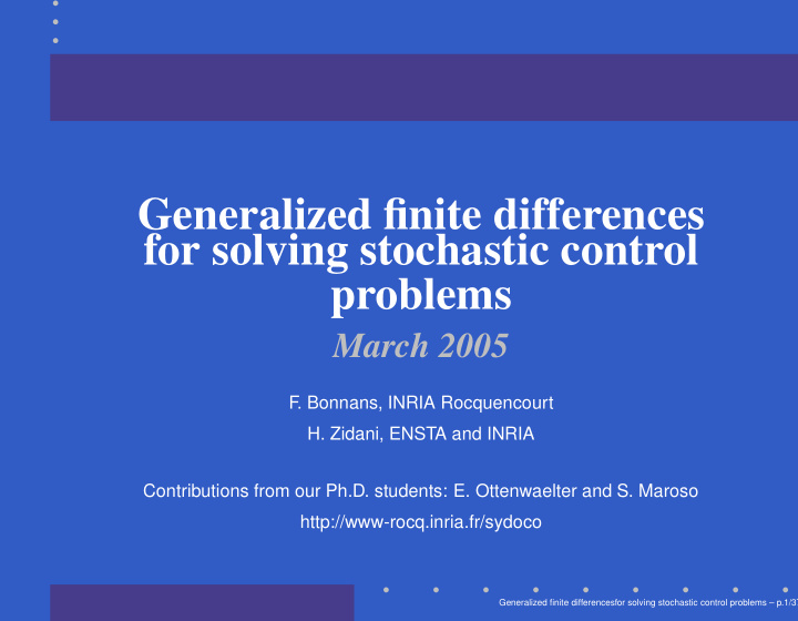 generalized finite differences for solving stochastic