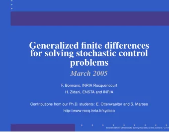 Generalized finite differences  for solving stochastic control  problems  March 2005  F  . Bonnans,