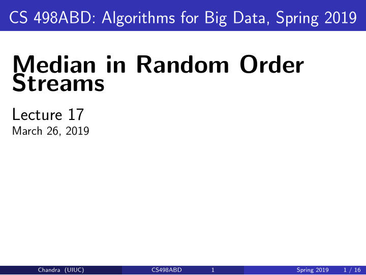 median in random order streams