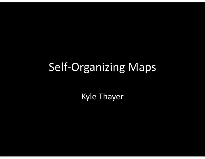 self organizing maps