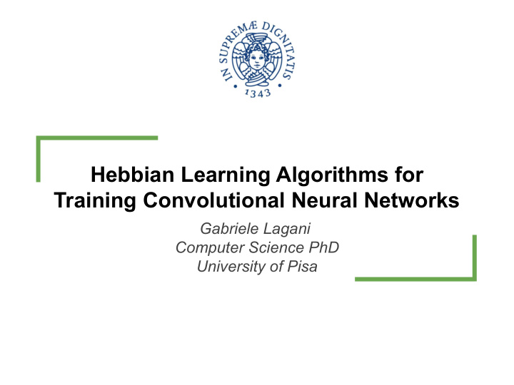 hebbian learning algorithms for training convolutional
