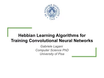 Hebbian Learning Algorithms for  Training Convolutional Neural Networks  Gabriele Lagani  Computer