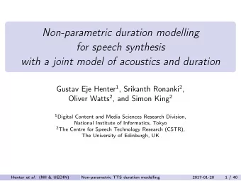 Non-parametric duration modelling  for speech synthesis  with a joint model of acoustics and