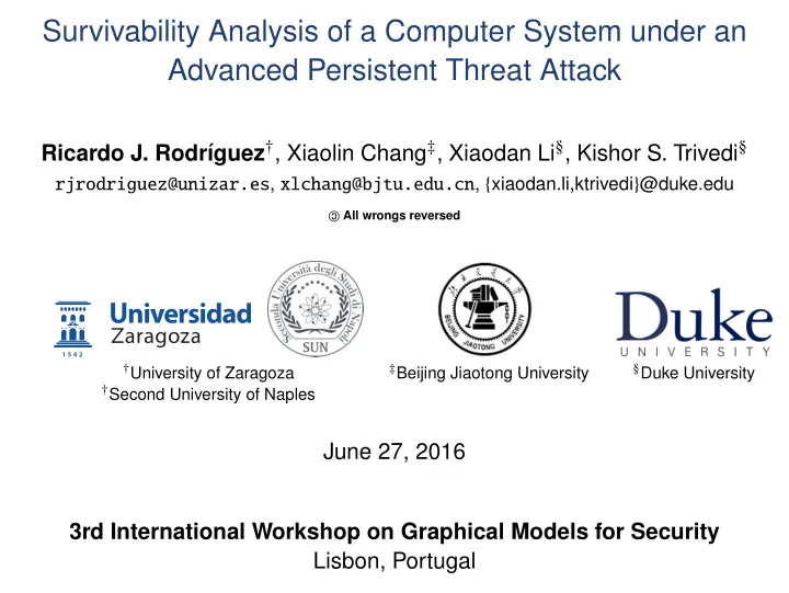 survivability analysis of a computer system under an