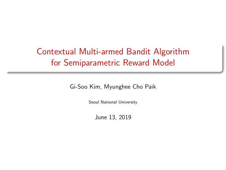 contextual multi armed bandit algorithm for