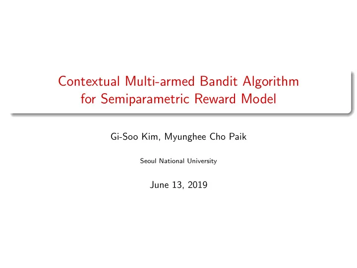 contextual multi armed bandit algorithm for