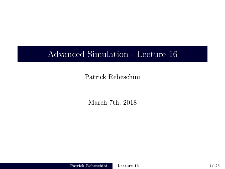 advanced simulation lecture 16