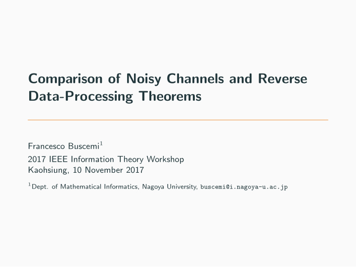 comparison of noisy channels and reverse data processing