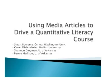 - Stuart Boersma, Central Washington Univ.  - Caren Diefenderfer, Hollins University  - Shannon