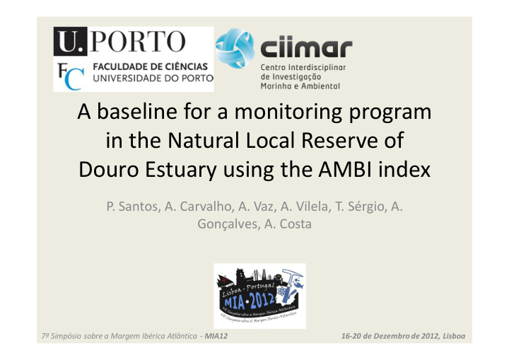 a baseline for a monitoring program in the natural local