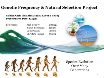 Genetic Frequency &amp; Natural Selection Project  Golden Girls Plus Alex Media  Room B Group