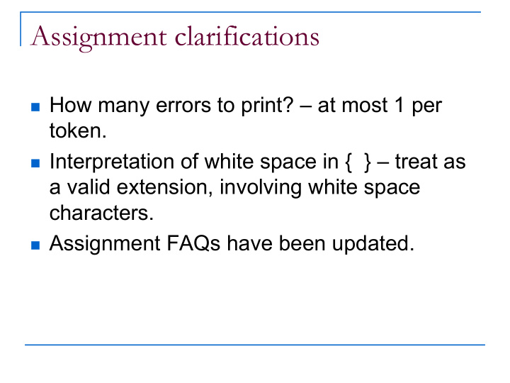 assignment clarifications