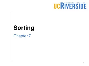 Sorting  Chapter 7  1  Quick Sort  One of the most popular fast sorting  algorithms  Quick sort