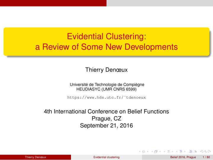 evidential clustering a review of some new developments