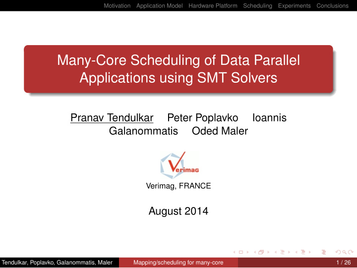 many core scheduling of data parallel applications using