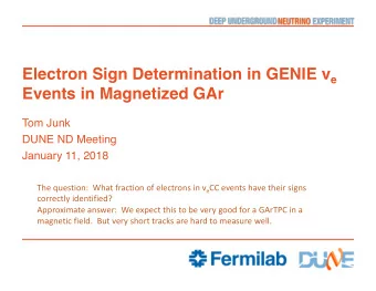 Events in Magnetized GAr  Tom Junk  DUNE ND Meeting  January 11, 2018 The question:  What fraction