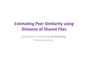 Estimating Peer Similarity using  Distance of Shared Files  Distance of Shared Files Yuval Shavitt,