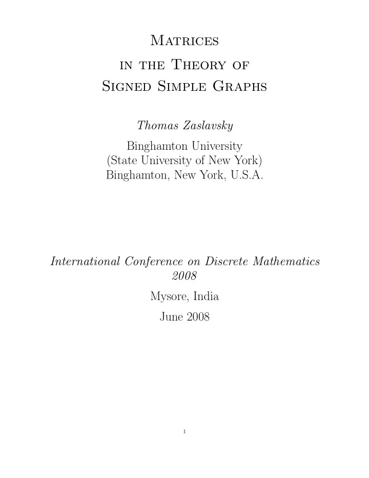 matrices in the theory of signed simple graphs