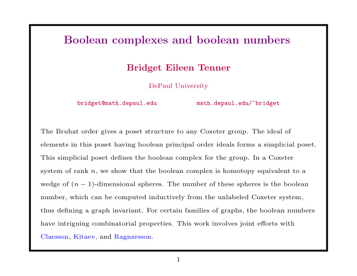 boolean complexes and boolean numbers