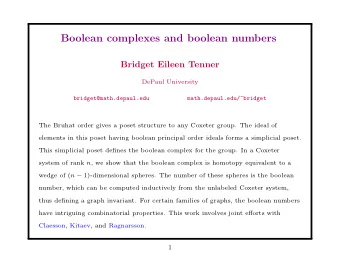 Boolean complexes and boolean numbers  Bridget Eileen Tenner  DePaul University