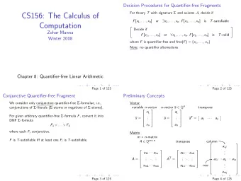CS156: The Calculus of F [ x 1 , . . . , x n ]  or  x 1 , . . . , x n . F [ x 1 , . . . , x n ]