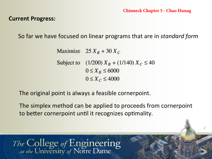 current progress so far we have focused on linear