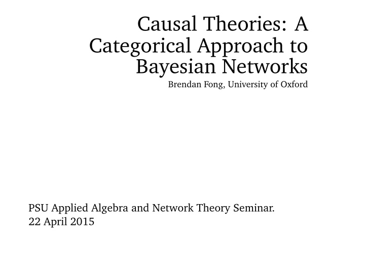 causal theories a categorical approach to bayesian