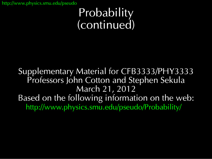 probability continued