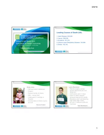 3/9/19  Leading Causes of Death (US)  1.Heart Disease: 635,260  2.Cancer: 598,038  3.Accidents: