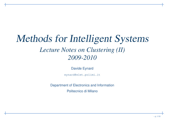 methods for intelligent systems