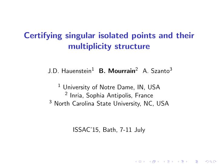certifying singular isolated points and their