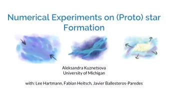 Numerical Experiments on (Proto) star  Formation  Aleksandra Kuznetsova  University of Michigan