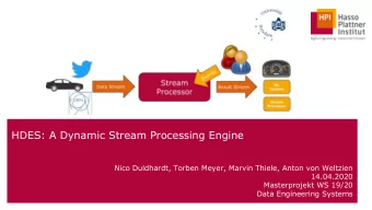 HDES: A Dynamic Stream Processing Engine  Nico Duldhardt, Torben Meyer, Marvin Thiele, Anton von