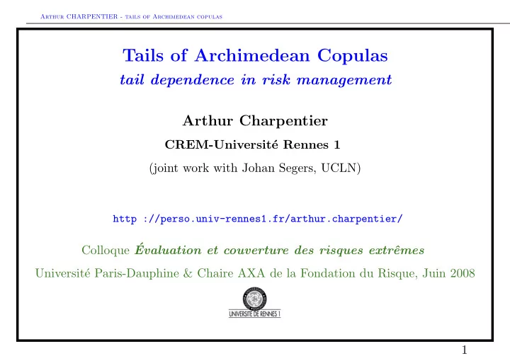 tails of archimedean copulas