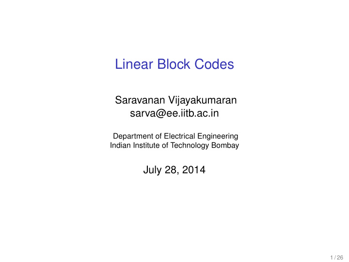 linear block codes