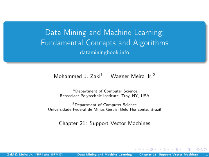 data mining and machine learning fundamental concepts and